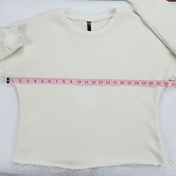 SAVVI Malia Small Cream Ivory Racerback Cut Out Detail Raw Hem Sweatshirt Small - Picture 8 of 17